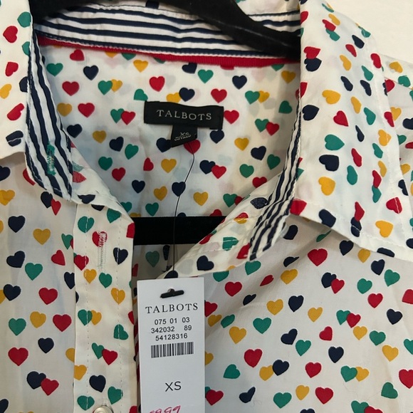 Talbots NWT Multicolor Heart Pattern women’s Shirt - Picture 3 of 4